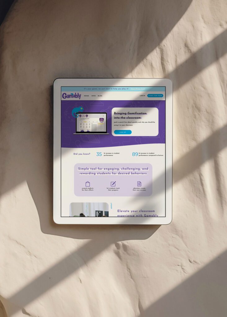 Gamably Showit Template for educators