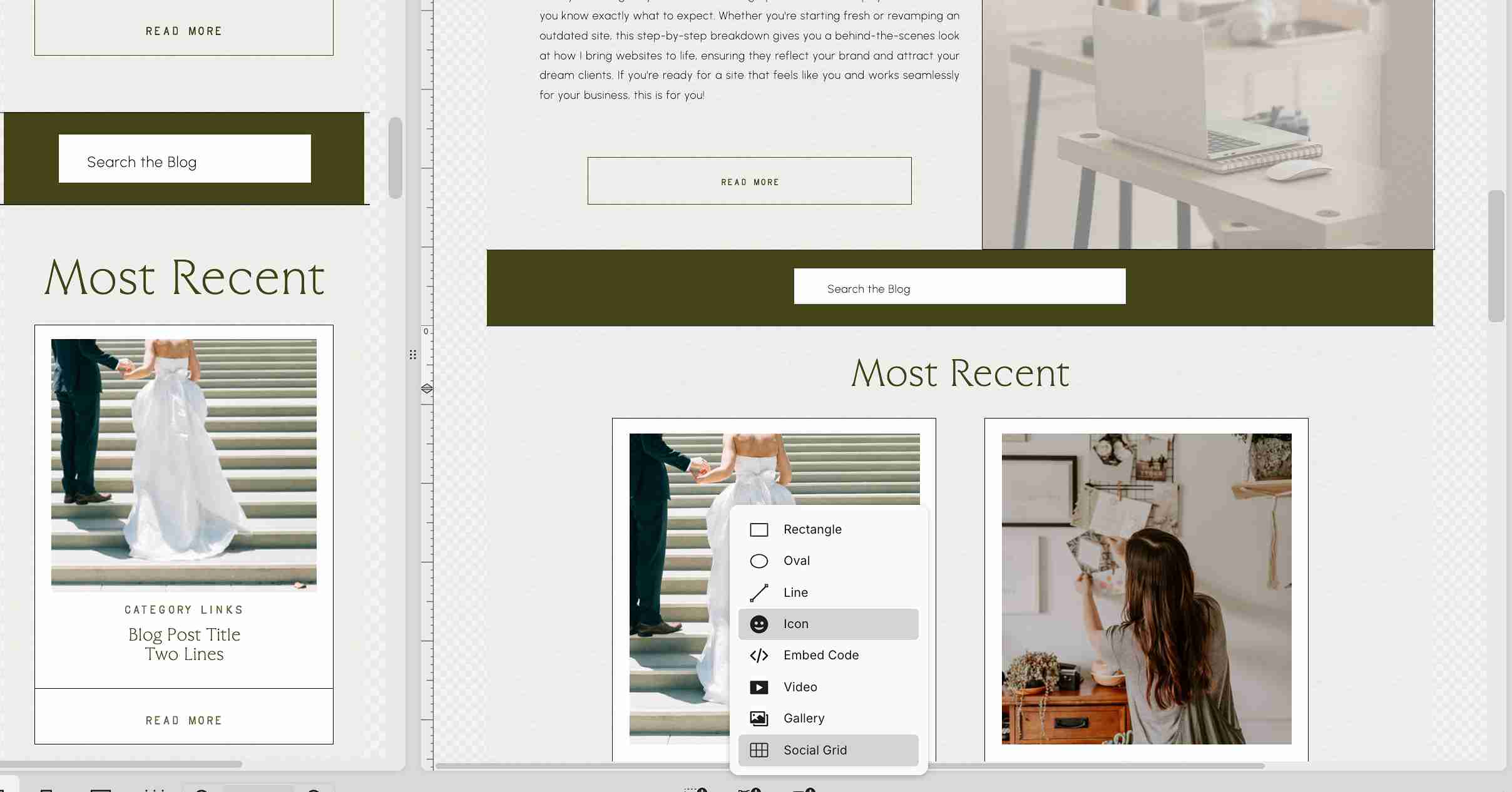 a webpage screenshot showcasing how to add icons on Showit.
