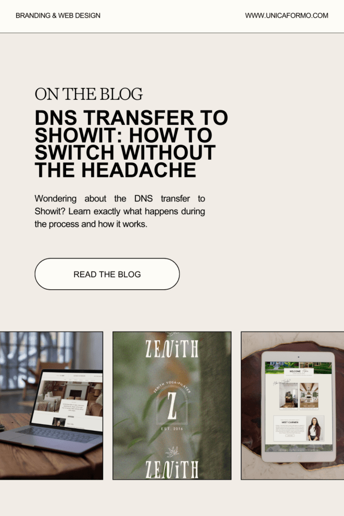 Pinterest image for blog post DNS Transfer to Showit: How to Switch Without the Headache