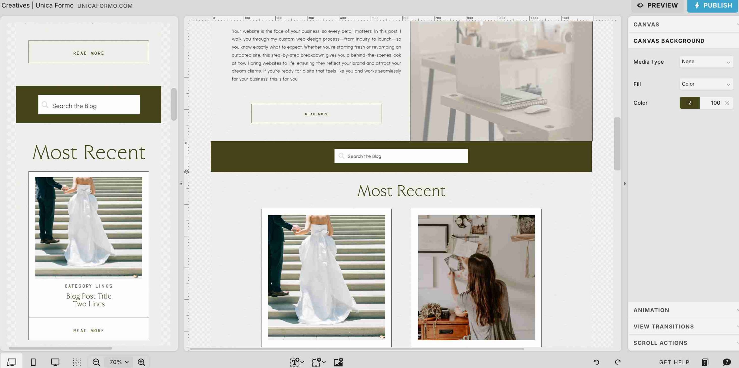 a screenshot of a search bar added to a showit blog template.