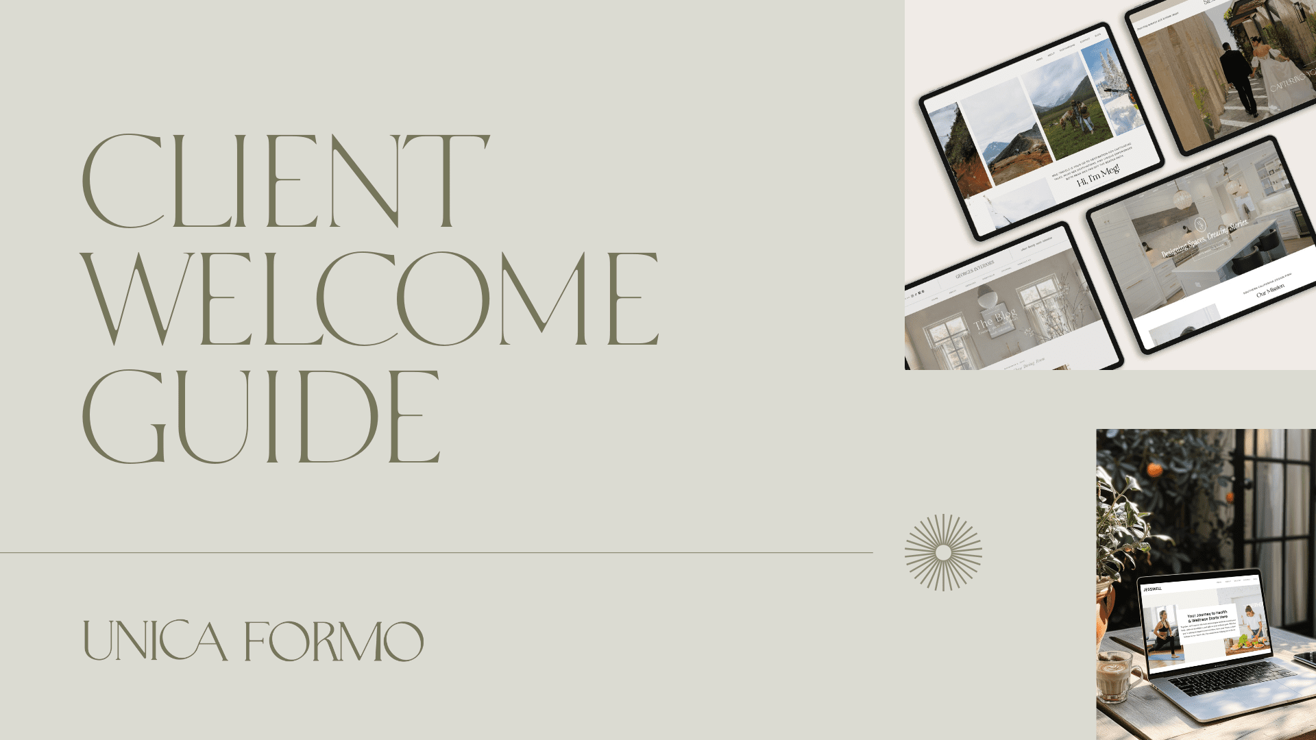 A screenshot of the front page of the Welcome Guide new clients get from Unica Formo for their Custom Web Design Project