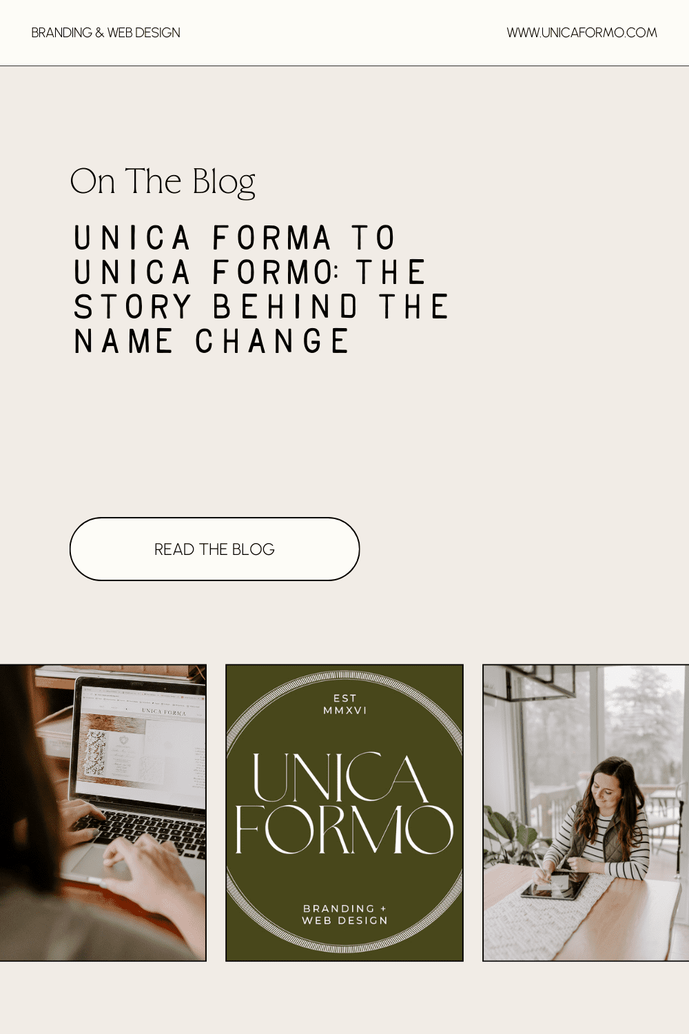 Blog page for Unica Forma featuring the post "Unica Forma to Unica Formo: The Story Behind the Name Change."