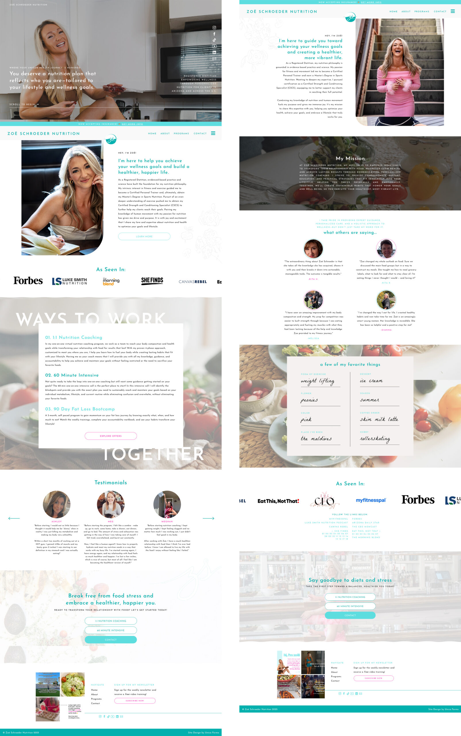 Nutritionist website screenshots