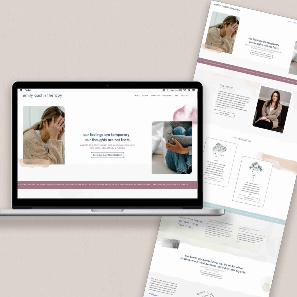 A laptop, tablet, and phone display a clean website design with user-friendly navigation elements.