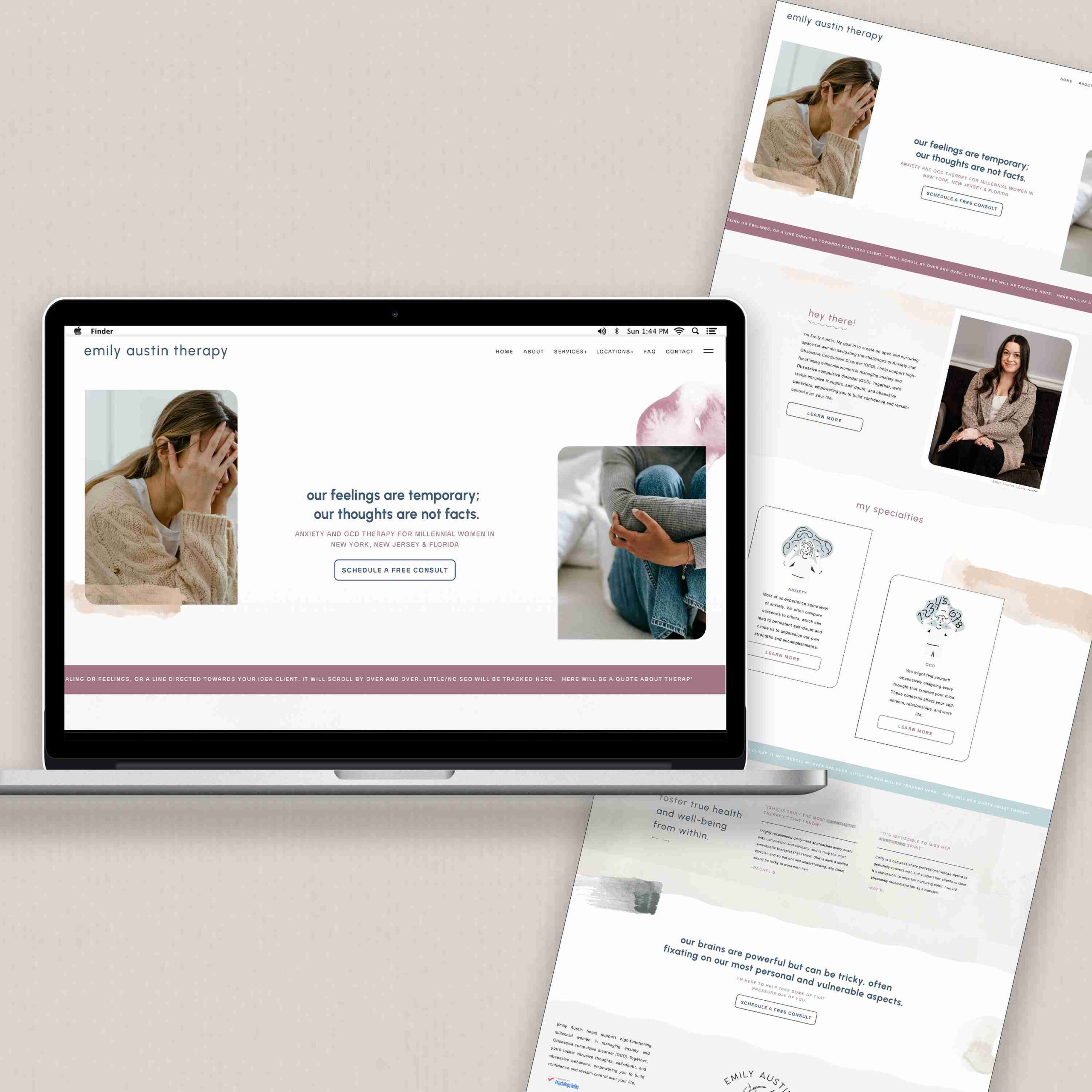 A laptop, tablet, and phone display a clean website design with user-friendly navigation elements.