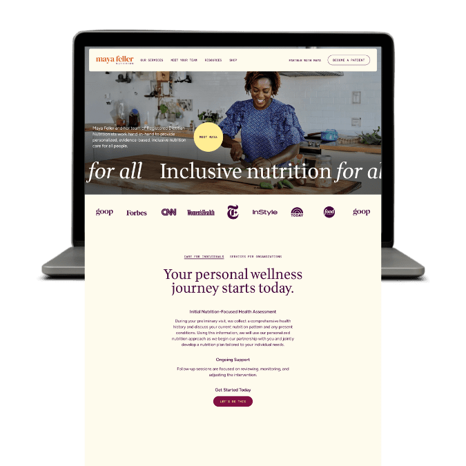 A screenshot of the wellness journey website, featuring calming colors and wellness resources for a healthier lifestyle.