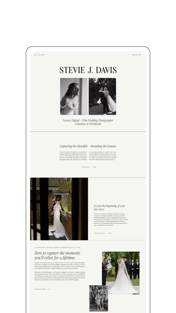 Stevie J Davis' website after a VIP Design Day with Unica Formo getting all of the SEO in place.