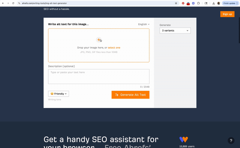 Using Ahrefs alt text generator for SEO and accessibility.