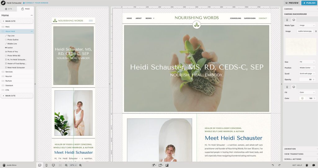 Mobile vs desktop version showcasing what makes a showit website different than other platforms