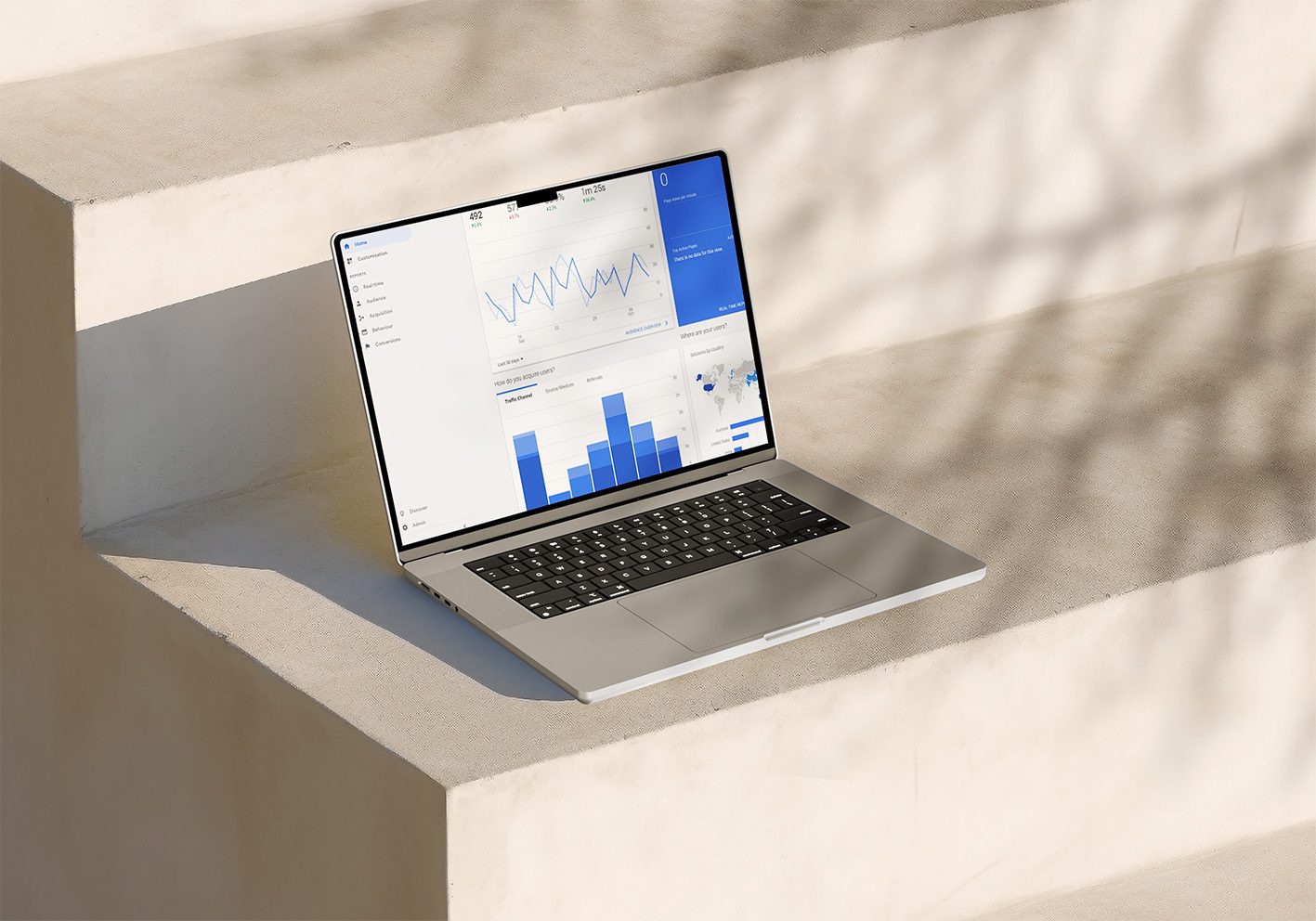 Google Analytics dashboard displaying website traffic data and user engagement metrics in a clean layout.