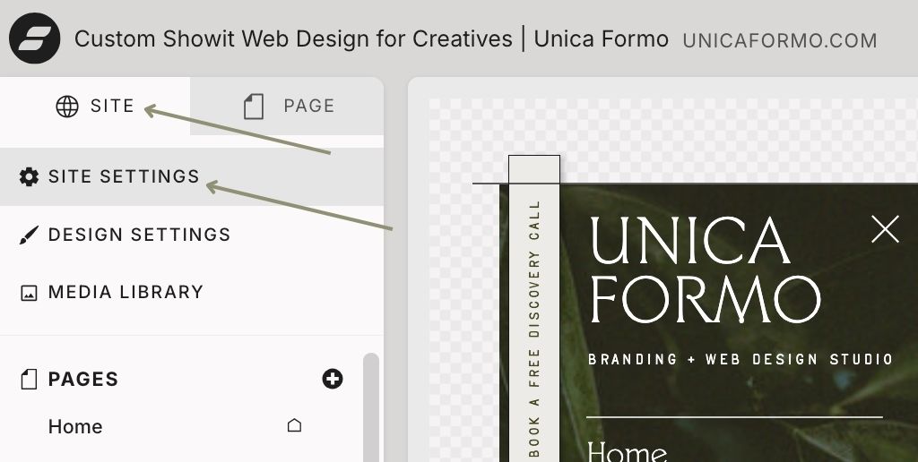 Screenshot with directions on how to set up redirects on Showit