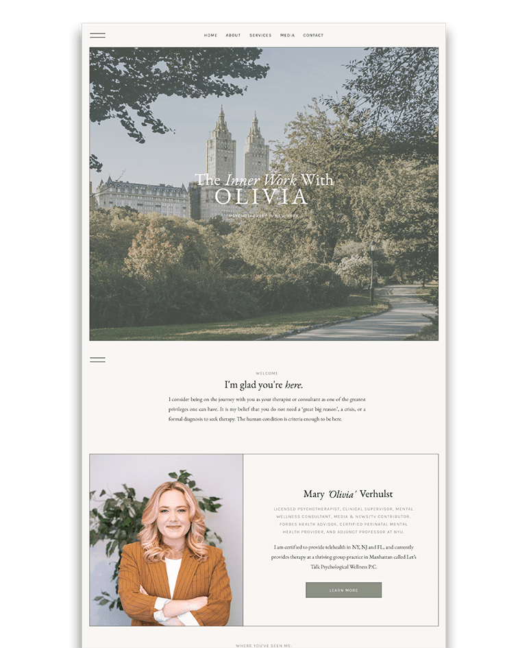 The Inner Work With Olivia showit custom website design