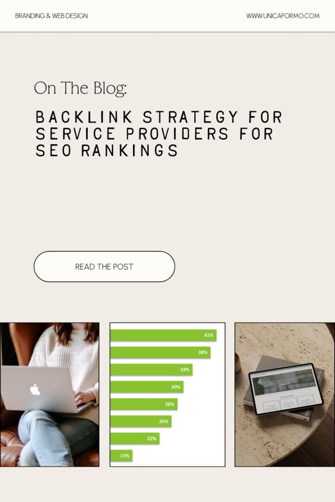 Infographic illustrating a backlink strategy for service providers to enhance SEO performance and online visibility.