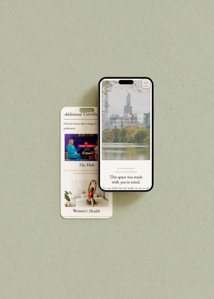 therapist website design shown on a mobile device with new york city imagery.