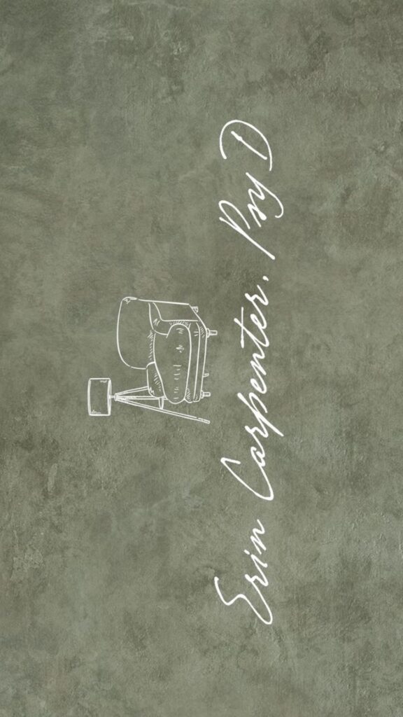 White chalk drawing of a vintage sewing machine on a gray textured chalkboard, with elegant cursive lettering creating a handmade, nostalgic mood.